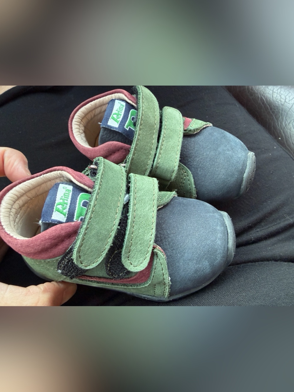 Perlina Orthopedic first walking shoes  Green and Navy Velcro Sneakers